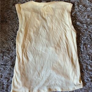 Pink Rose Sleeveless light yellow Ribbed Shirt